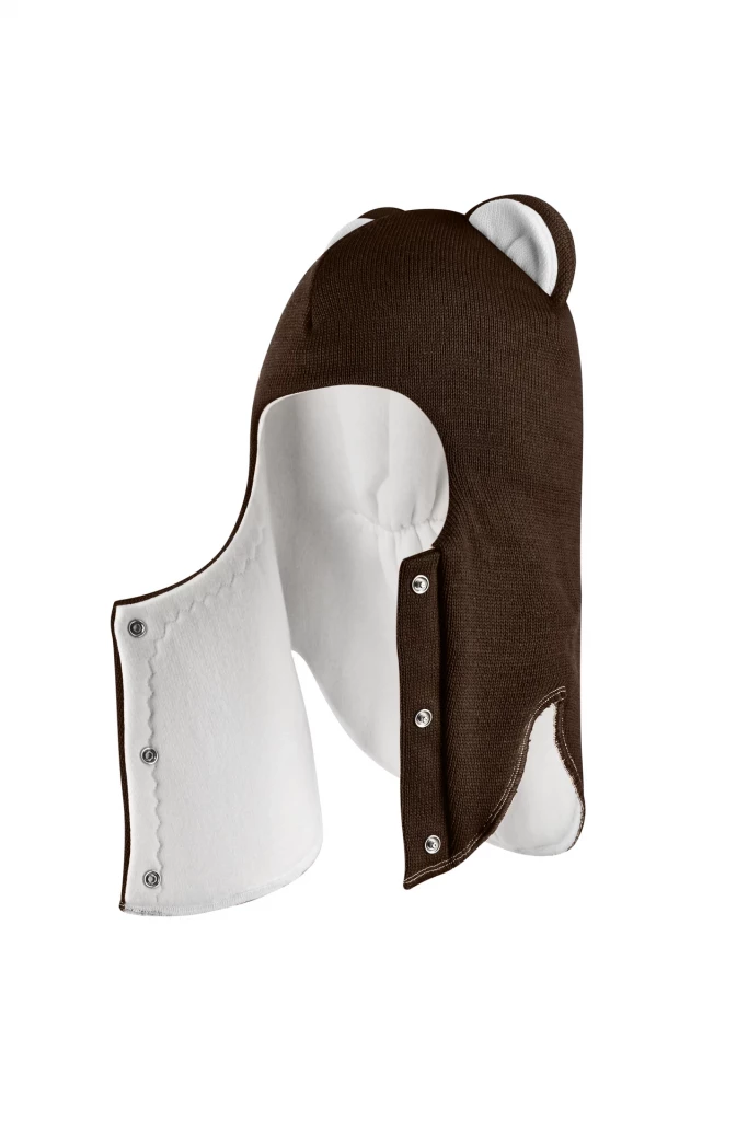 Зимова шапочка-шолом Corona.hm “Лев” із кнопками  шоколад