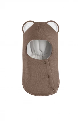 Зимова шапочка-шолом Corona.hm "Міс Левиця"  із кнопками  молочний шоколад