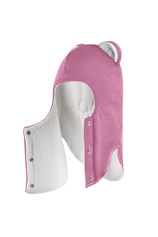 Зимова шапочка-шолом Corona.hm "Міс Левиця"  із кнопками  пильно-рожевий