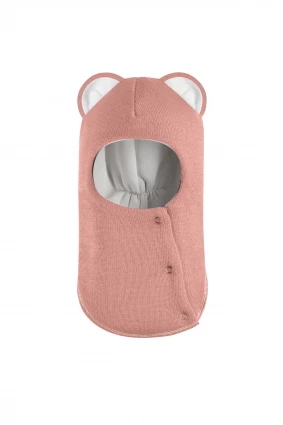 Зимова шапочка-шолом Corona.hm "Міс Левиця"  із кнопками  пудра