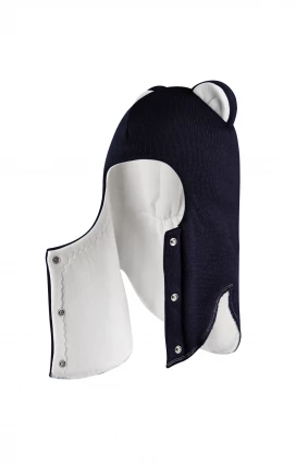 Зимова шапочка-шолом Corona.hm "Міс Левиця"  із кнопками  синій