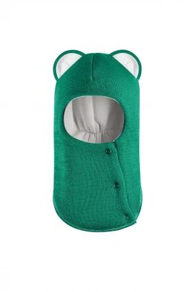 Зимова шапочка-шолом Corona.hm "Міс Левиця"  із кнопками  смарагд