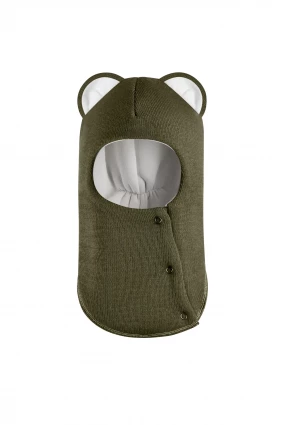 Зимова шапочка-шолом Corona.hm "Міс Левиця"  із кнопками  хакі