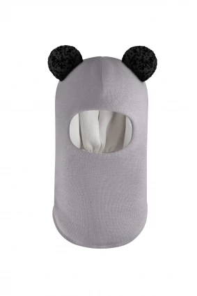 Зимова шапочка-шолом Corona.hm "Пандочка з чорними помпонами" димка