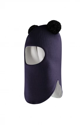 Зимова шапочка-шолом Corona.hm "Пандочка з чорними помпонами" синій