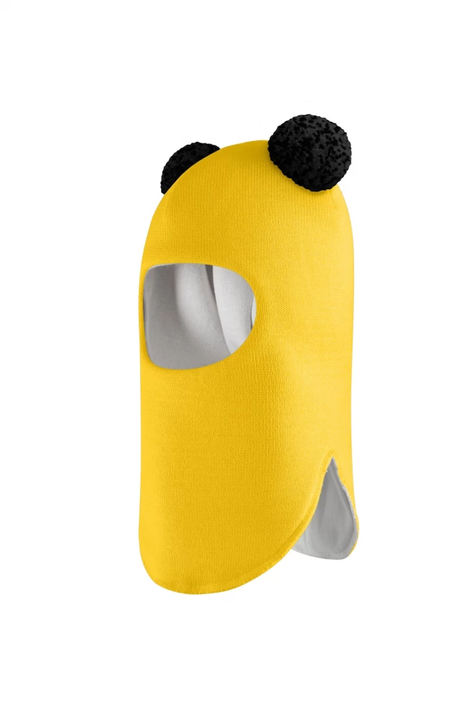 Зимова шапочка-шолом Corona.hm "Пандочка з чорними помпонами" сонце