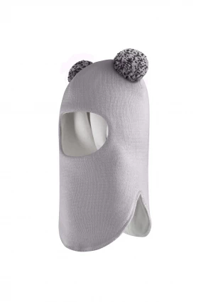 Зимова шапочка-шолом Corona.hm "Пандочка з помпонами МЕЛАНЖ" димка