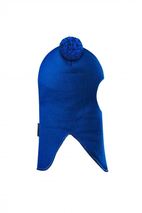 Зимова шапочка-шолом Corona.hm "Пандочка з помпонами МЕЛАНЖ" електрик