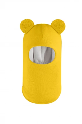 Зимова шапочка-шолом Corona.hm "Пандочка з помпонами МЕЛАНЖ" сонце