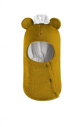 Зимова шапочка-шолом Corona.hm "Міс Мінні" з кнопочками медовий