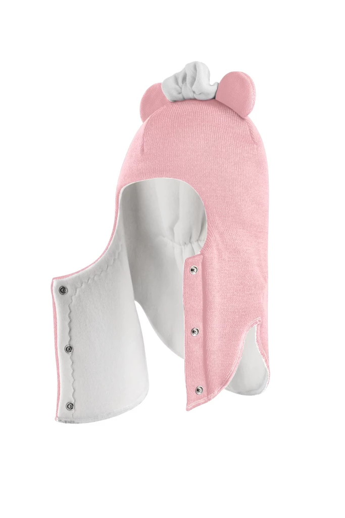 Зимова шапочка-шолом Corona.hm "Міс Мінні" з кнопочками рожевий