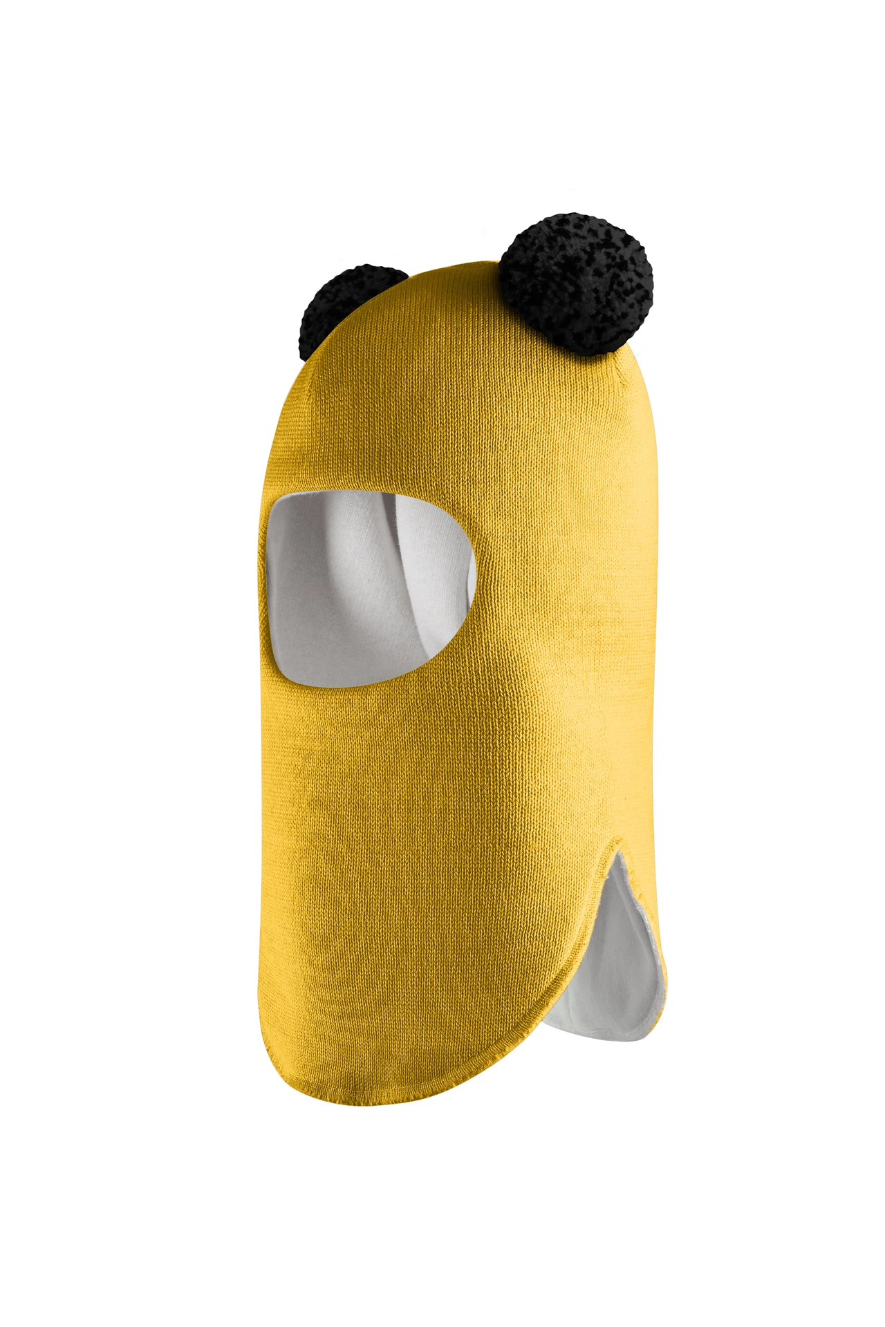 Зимова шапочка-шолом Corona.hm "Пандочка з чорними помпонами" медовий