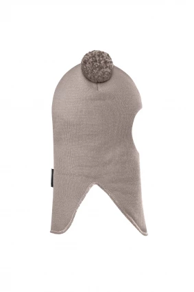 Зимова шапочка-шолом Corona.hm "Пандочка з помпонами МЕЛАНЖ" капучіно