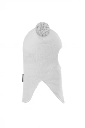 Зимова шапочка-шолом Corona.hm "Пандочка з помпонами МЕЛАНЖ" молоко