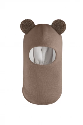 Зимова шапочка-шолом Corona.hm "Пандочка з помпонами МЕЛАНЖ" молочний шоколад