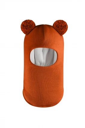 Зимова шапочка-шолом Corona.hm "Пандочка з помпонами МЕЛАНЖ" помаранчевий