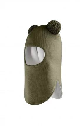 Зимова шапочка-шолом Corona.hm "Пандочка з помпонами МЕЛАНЖ" хакі