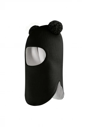 Зимова шапочка-шолом Corona.hm "Пандочка з помпонами МЕЛАНЖ" чорний