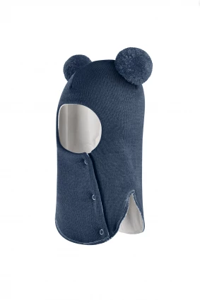 Зимова шапочка-шолом Corona.hm "Пандочка"  із кнопками  джинс