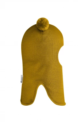 Зимова шапочка-шолом Corona.hm "Пандочка"  із кнопками  медовий