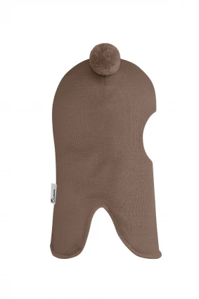 Зимова шапочка-шолом Corona.hm "Пандочка"  із кнопками  молочний шоколад