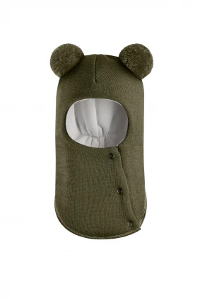 Зимова шапочка-шолом Corona.hm "Пандочка"  із кнопками  хакі