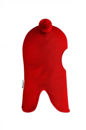 Зимова шапочка-шолом Corona.hm "Пандочка"  із кнопками  червоний