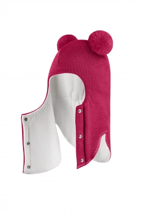 Зимова шапочка-шолом Corona.hm "Пандочка"  із кнопками  ягідний