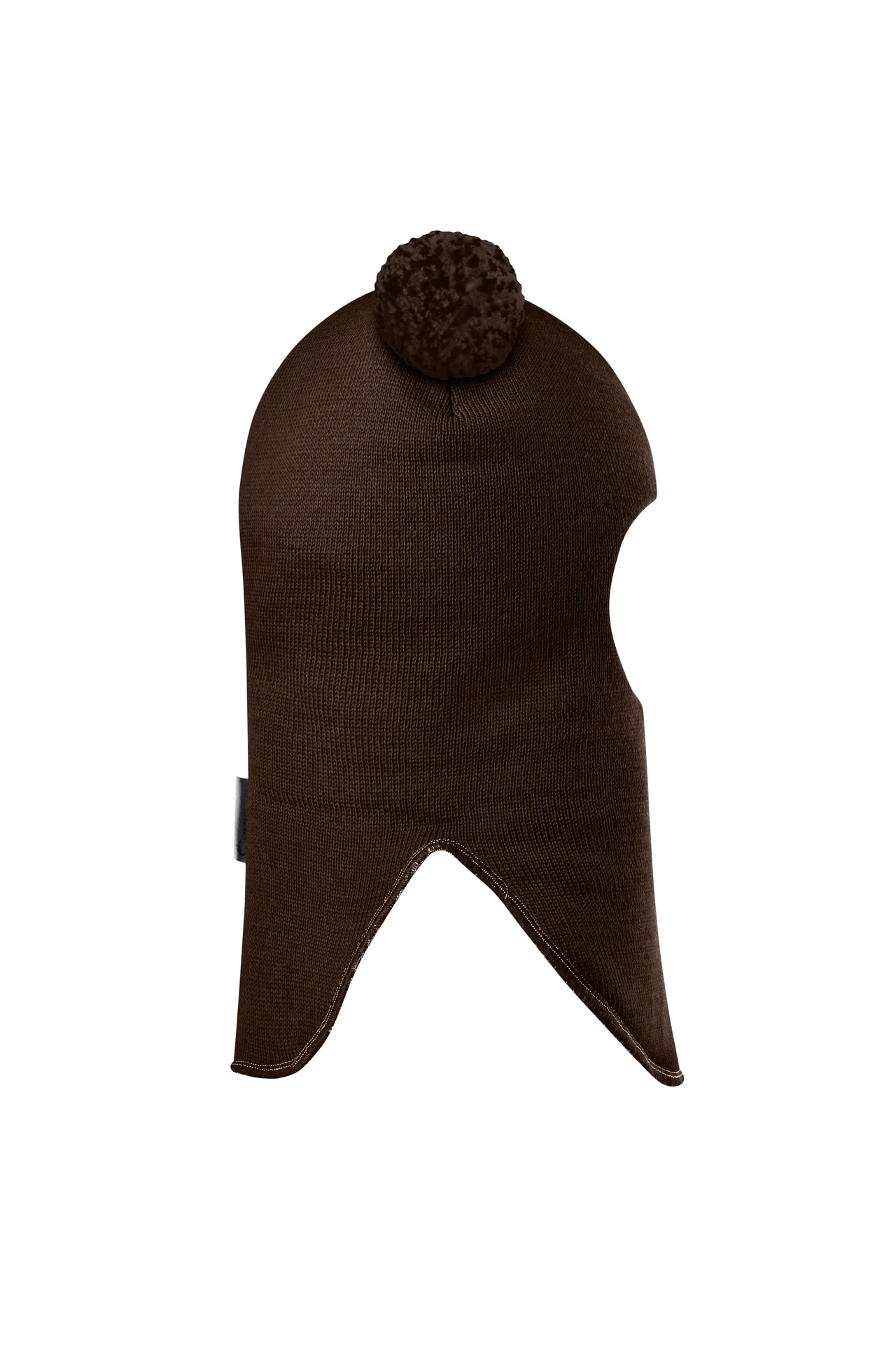 Зимова шапочка-шолом Corona.hm "Пандочка з помпонами МЕЛАНЖ" на кнопочках шоколад