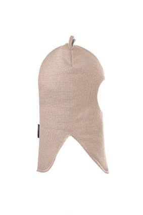 Зимова шапочка-шолом Corona.hm "Міс Ведмедиця" з кнопочками беж золотий