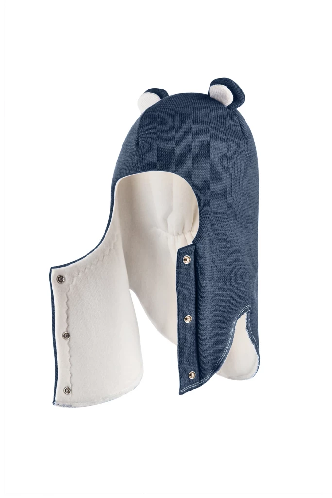 Зимова шапочка-шолом Corona.hm "Міс Ведмедиця" з кнопочками джинс