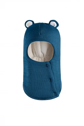 Зимова шапочка-шолом Corona.hm "Міс Ведмедиця" з кнопочками морська хвиля