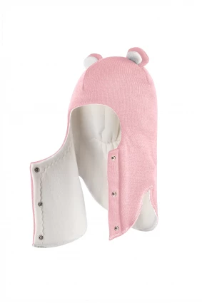 Зимова шапочка-шолом Corona.hm "Міс Ведмедиця" з кнопочками рожевий