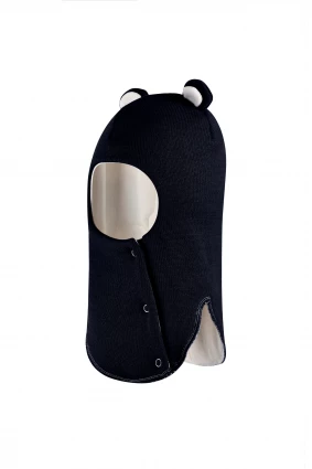 Зимова шапочка-шолом Corona.hm "Міс Ведмедиця" з кнопочками синій оксамит