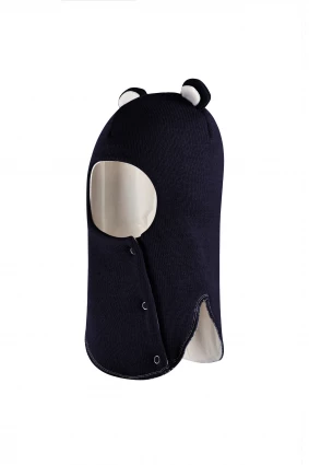 Зимова шапочка-шолом Corona.hm "Міс Ведмедиця" з кнопочками синій