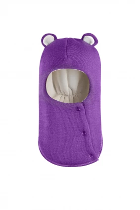 Зимова шапочка-шолом Corona.hm "Міс Ведмедиця" з кнопочками фіалка