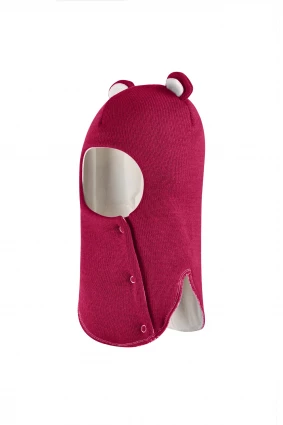 Зимова шапочка-шолом Corona.hm "Міс Ведмедиця" з кнопочками ягідний