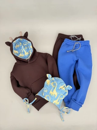 Костюм Corona.hm *Жирафчик* шоколадний з додатковими штанами та шапочкою (шапочка на вибір)