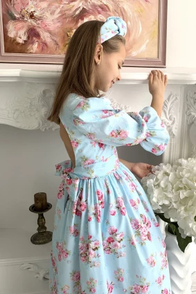 Сукня для дівчинки Corona.hm “Мері”, троянда на блакитному